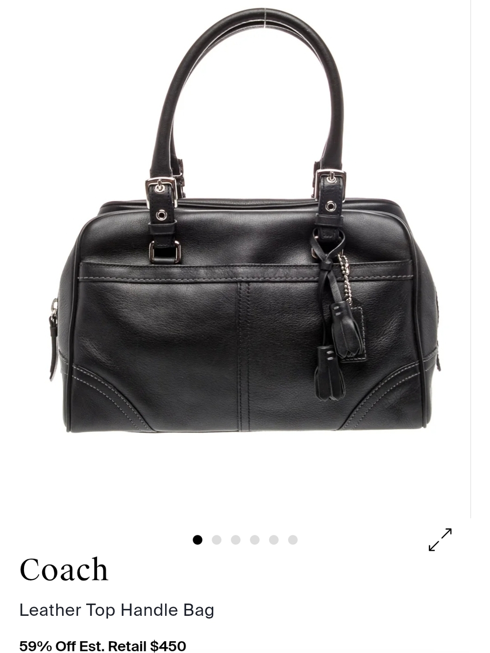 Coach Black Leather Top Handle Bag
